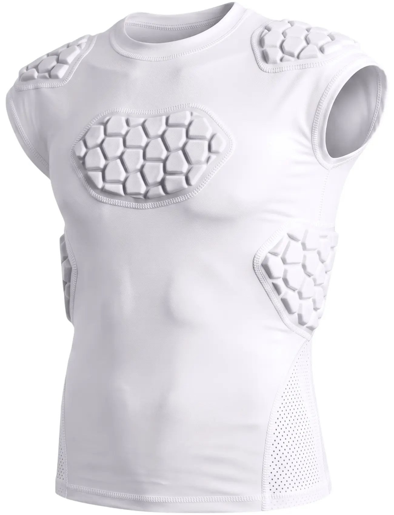 Exxact Sports Elite 6-Pad Adult Padded Football Shirt with Chest, Shoulder, Ribs & Spine Protection, Mens Football Padded Compression Shirt (Adult)