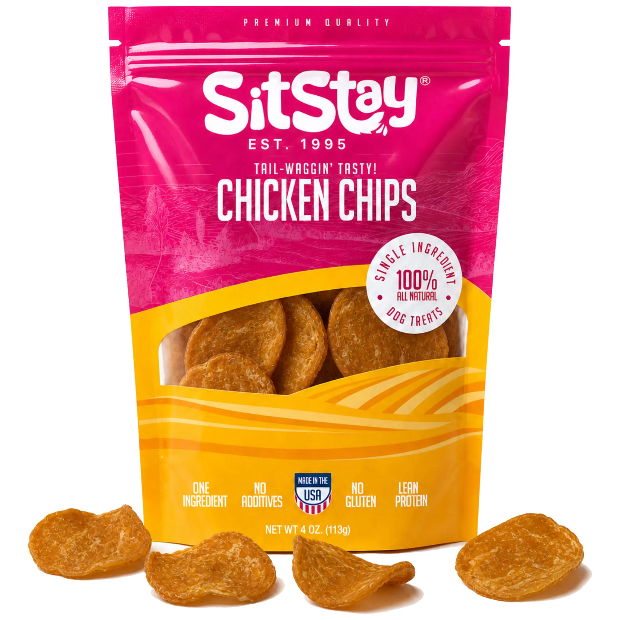 SitStay Chicken Chips | Single Ingredient Dog Treats | 100% Real Chicken Breast | Made in USA (Colorado)