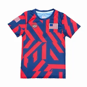 USA Soccer Jersey – Red & Blue USA Flag Design | Unisex Football Fan Shirt | Comfortable Sports Tee for Men & Women