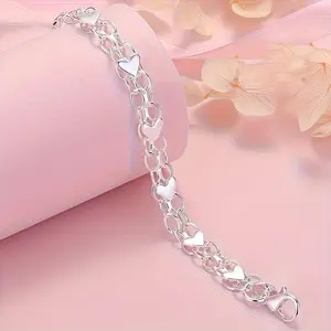 925 Sterling Silver Bracelet - Hypoallergenic, Durable & Perfect For Couples, Everyday Accessory|Boho Style|Hypoallergenic Bracelet bangle high  appearance  bracelet popular gift