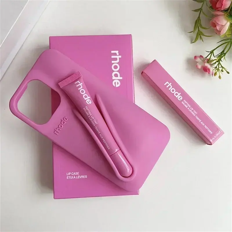 RHODE Premium Silicone Phone Case with Cosmetic Holder for iPhone 11 12 13 14 15 16 17 Pro Max, Protective Soft Cover