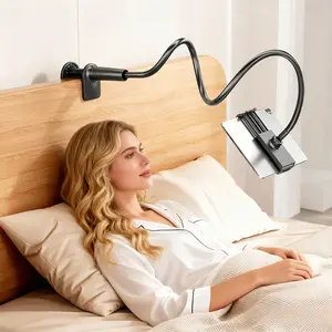 Black/white high-quality tablet phone stand universal bedside support stand 360 ° Adjustable Rotating Multi-Purpose Practical Clip-On Flexible Tablet and Phone Stand - Made of plastic  tube, compatible with multiple devices + features free angle adjustmen