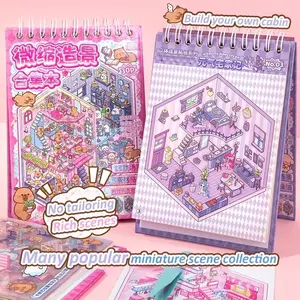Micro Scene Combination Book Set, Unique Scene Stickers, Unique Creative Storytelling Tool for Imaginative Play, Ideal for Children's Learning and Development, Sticker Sheets, Scrapbook Materials, Scrapbook Accessories