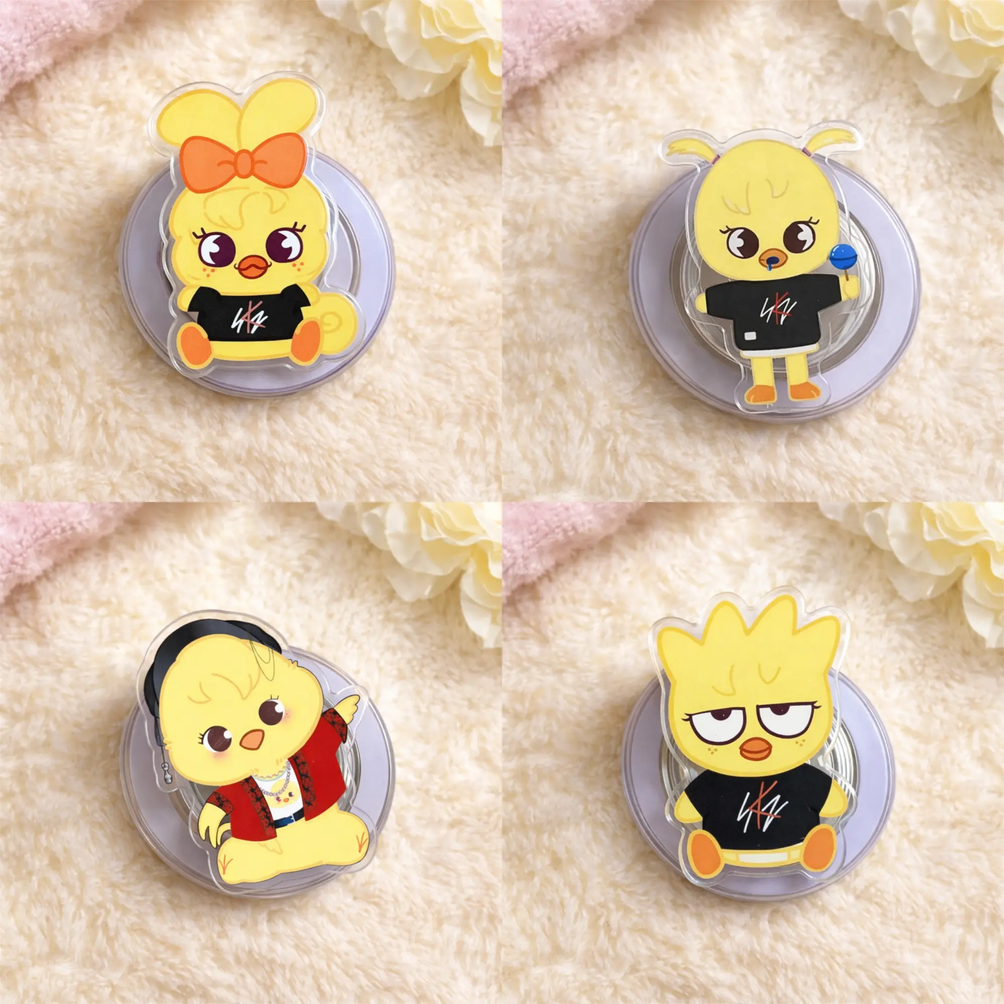 SKZ BbokAri Cute Kawaii Chick MagSafe Phone Grip, Adorable Yellow Duck Magnetic PopSocket Stand for iPhone & Kindle, Girly Gift