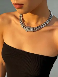 Rhodium Plated Cuban necklace/bracelet Brand new "S" logo design| The latest electroplating Rhodium-plating process for rust prevention|  hip-hop style fashion items| The best gift for men and women| Couples' style| 6mm/8mm/10mm/12mm/14mm