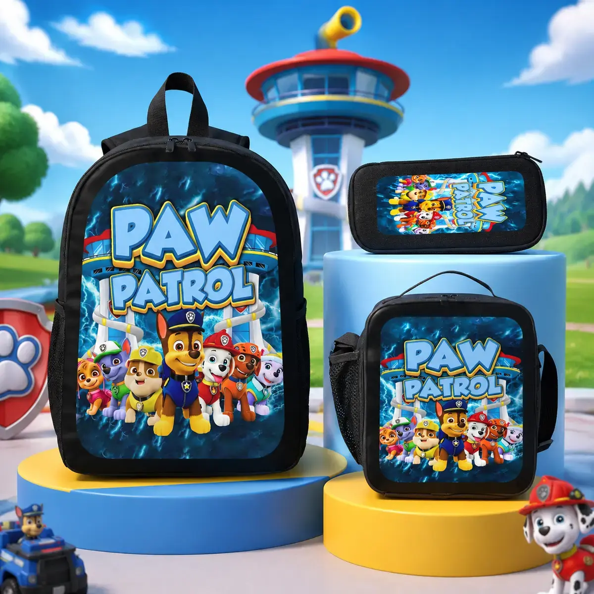 Paw Patrol Backpacks for Girls Boys Cute School Backpack Aesthetic Bookbag for Teens Lightweight Classic Backpack for Travel Work 3pcs lunch bag pencilcase,Middle and high school bag