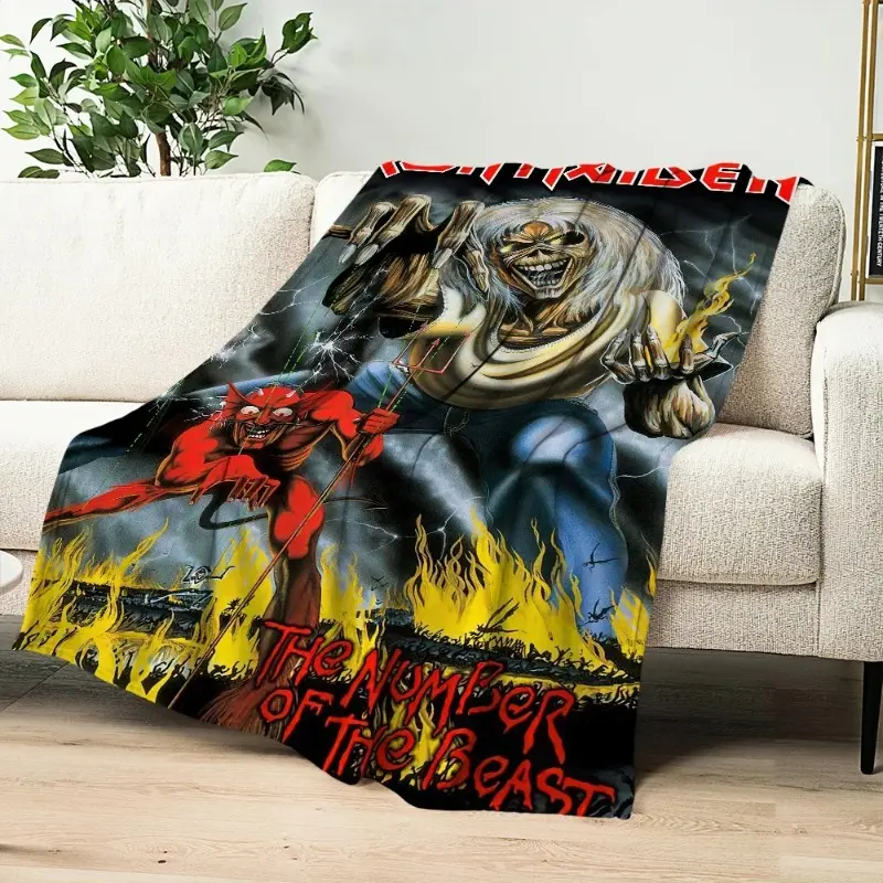 Band I-Iron M-Maidens Blanket Skin friendly comfort warm soft plush blanket suitable sofa living room office bedroom