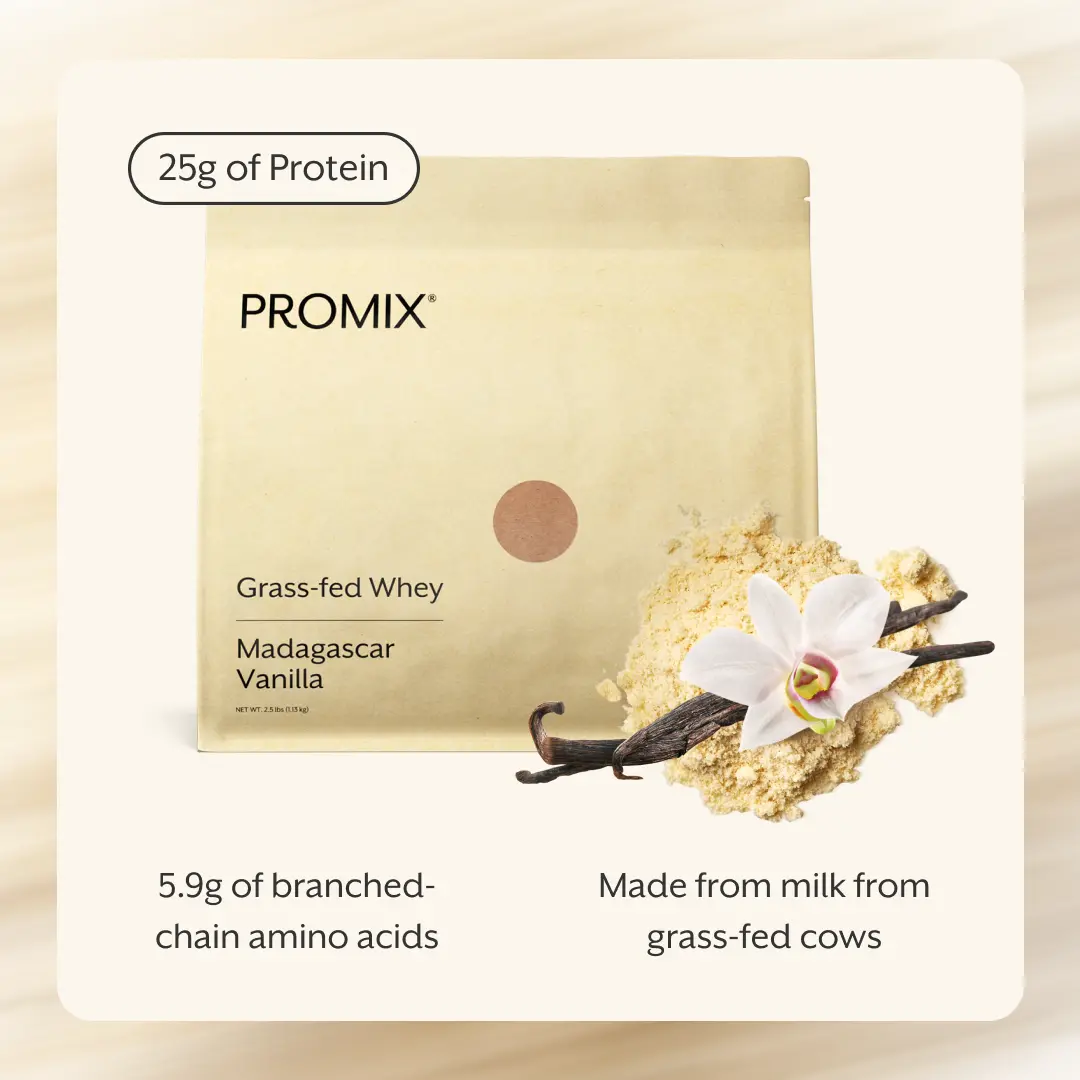 Promix Grass-Fed Whey Protein – 25g Protein – Muscle Recovery & Daily Protein – 2.5LB (30 Servings) Promix Grass-Fed Whey Protein – 25g Protein – Muscle Recovery & Daily Protein – 2.5LB (30 Servings)