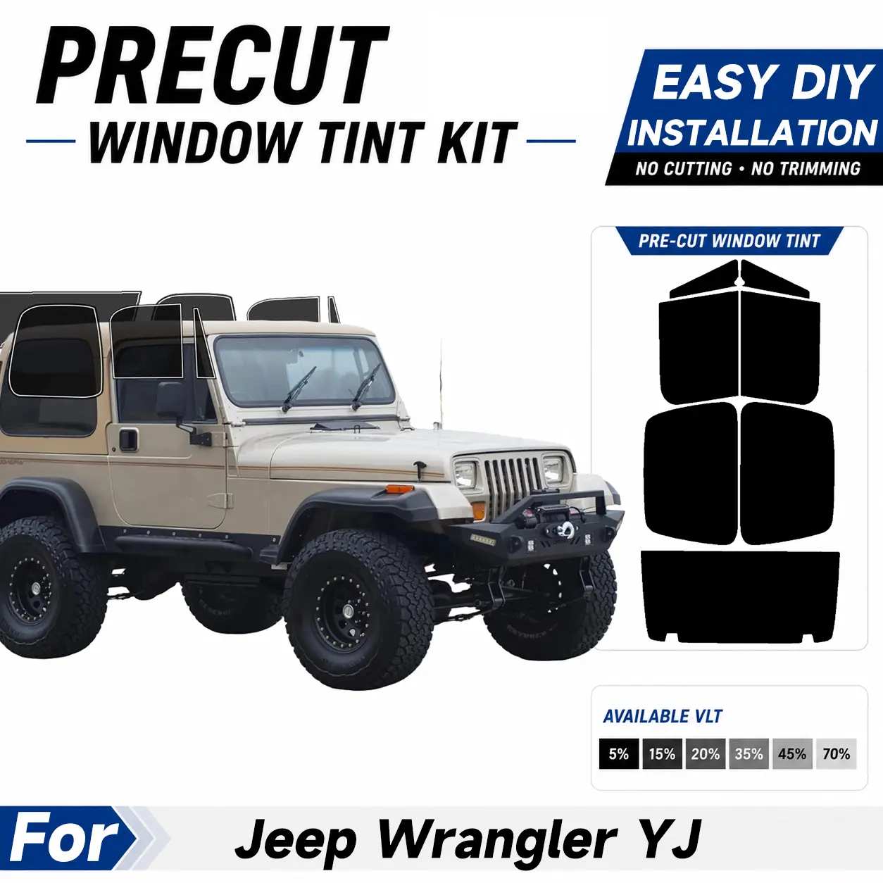 Pre Cut Window Tints for Jeep Wrangler YJ 1987-1995, Computer precut Car Sunshade Windshield window tint for vehicles