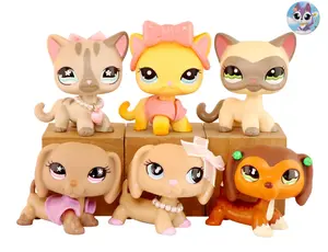 3 to 8 PC Lot Cats and Dogs - Collection of Six Adorable Figures Featuring Cats and Dogs in Various Colors and Accessories