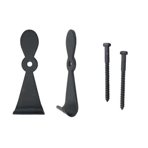 Wood Shutter Hardware 30-14-88268 Small Georgetown Shutter Dog with Lag Bolt, Black - Set of 2