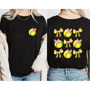 Coquette Softball T-shirt, Softball T-shirt, Bow Coquette Tee, Softball Tee, Softball Mama T-shirt, Coquette Bows T-shirt