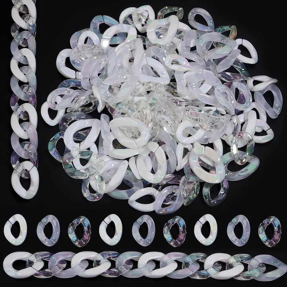 20pcs/bag White Transparent AB color Acrylic Link Chain Connector for Jewelry Making Components Woman Handbag Parts Accessories