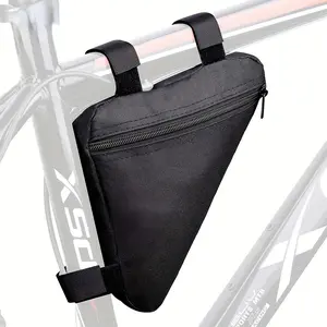 Quick Release Bike Triangle Frame Bag - Durable Oxford Cloth, Adjustable Straps, Convenient Bicycle Storage & Easy Riding Access, Black, Cycling Storage|Sleek Black Bag|Secure Zipper Closure, Bike Racks for Bicycles, Outdoor Cycling Accessories, Bike Gear