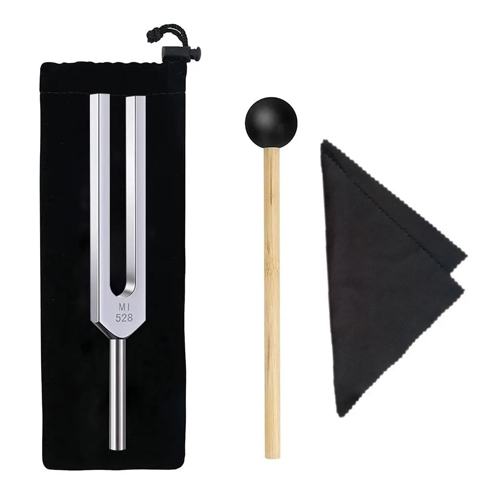 528Hz Tuning Fork, 1 Set Aluminum Alloy Tuning Fork with Storage Bag & Hammer & Cleaning Cloth, Sound Healing Meditation Instrument, Gift