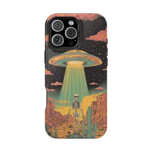 UFO Spaceship Skeleton Desert Phone Case for iPhone