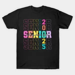 Senior Class of 2025 Shirt, Neon Graduation Tee for High School Seniors, 100% Cotton Unisex T-Shirt, Trendy Senior Outfit, TikTok Viral Grad Look