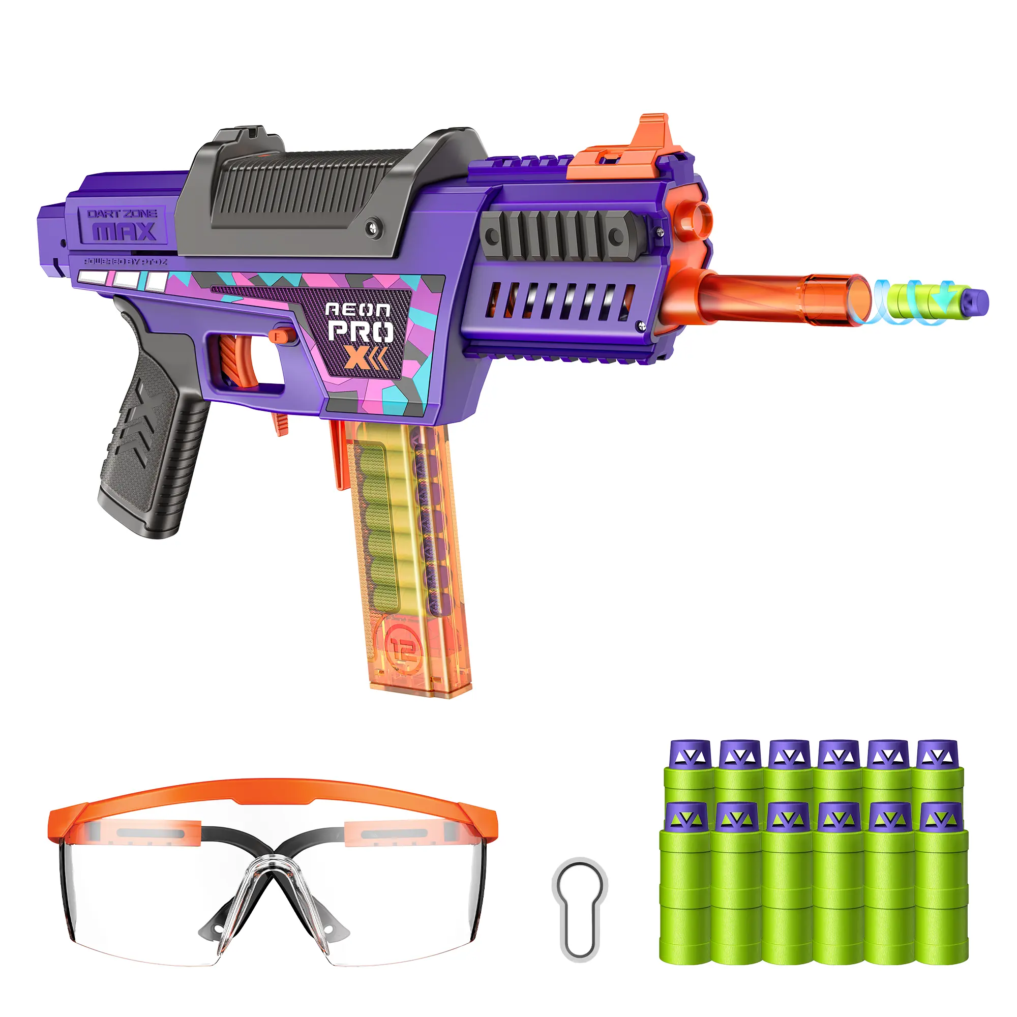 Dart Zone Aeon Pro X Compact Blaster, 150 ft Long-Range Toy Blaster for Outdoor Play, Dart Zone Blasters