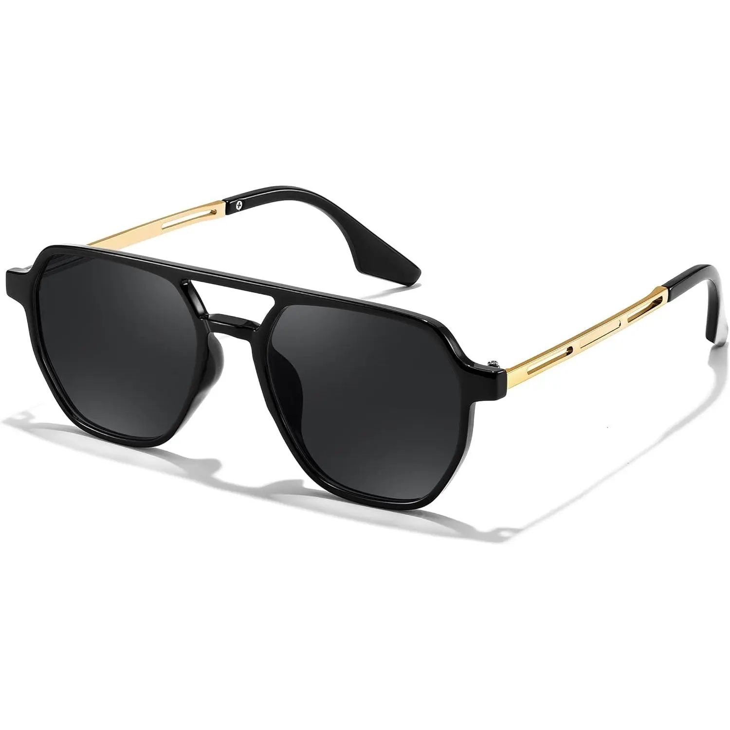 EyeconicFinds Retro 70s Sunglass Aviators for Women & Men - Vintage Square Oversized Trendy Casual Aviator Shades with UV400 Protection, B0145, Street Style Sunglasses