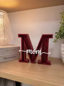 Letter M stand with personalized MOM name for decoration, Gift - elegant, Decor and home display. perfect for Mother's Day