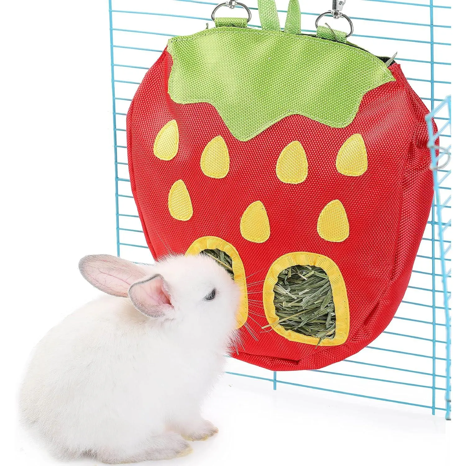 Hay Feeder Bag for Cage Guinea Pig Timothy Hay Dispenser Storage Manger Hanging Large Less  for Bunny