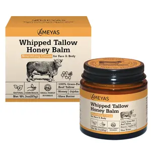 Whipped Organic Grass-Fed Beef Tallow Honey Balm – Handmade Moisturizer with Shea, Calendula & Jojoba for Soft, Healthy Skin
