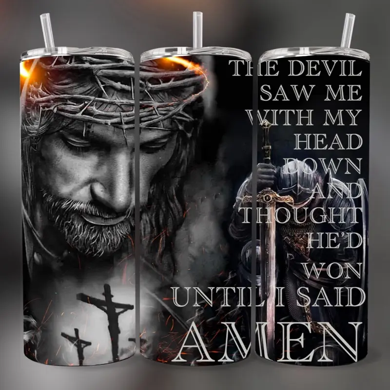 Jesus quote 20 oz Tumbler - BPA Free, stainless steel, Leak proof, durable, with clear lid
