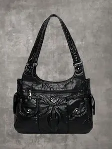 Women's Fashionable Plain Heart Decorated Shoulder Bag, Elegant Bag, Casual Large-Capacity for Daily Used, Trendy Versatile Shopping Bag, Hobo Bag