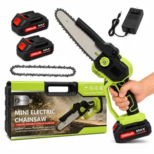 NEW 6-Inch Cordless Mini Electric Chainsaw with 2×2000mAh Batteries & Carrying Case, Rechargeable Handheld Pruning Saw for Wood Cutting, Garden Trimming