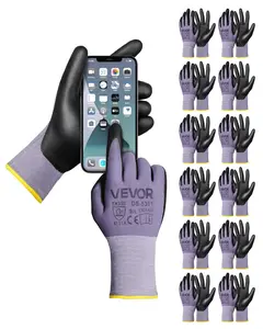 VEVOR Work Gloves, Summervibes,Summervibes, 12 Pairs Mechanic Utility Gloves Touch Screen, Abrasion-Resistant Yard Working Glove, Breathable Nitrile Coated, All Purpose Construction Glove for Men Women Gardening