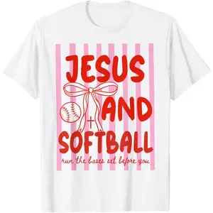 Jesus and Softball Coquette Game Day Softball Mom Mother T-Shirt