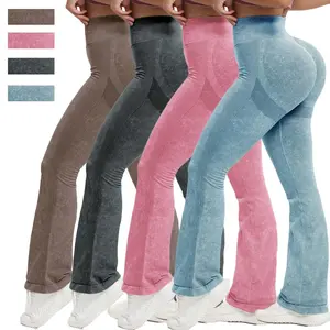 Kabuer Women's Lycra Workout Leggings - Activewear Fitness Flare Leggings, Butt-Lifting Scrunch-Enhanced Sporty Sports Bottoms, Soft Elastic Breathable Fabric, Elastic Waist for Gym & Casual Use