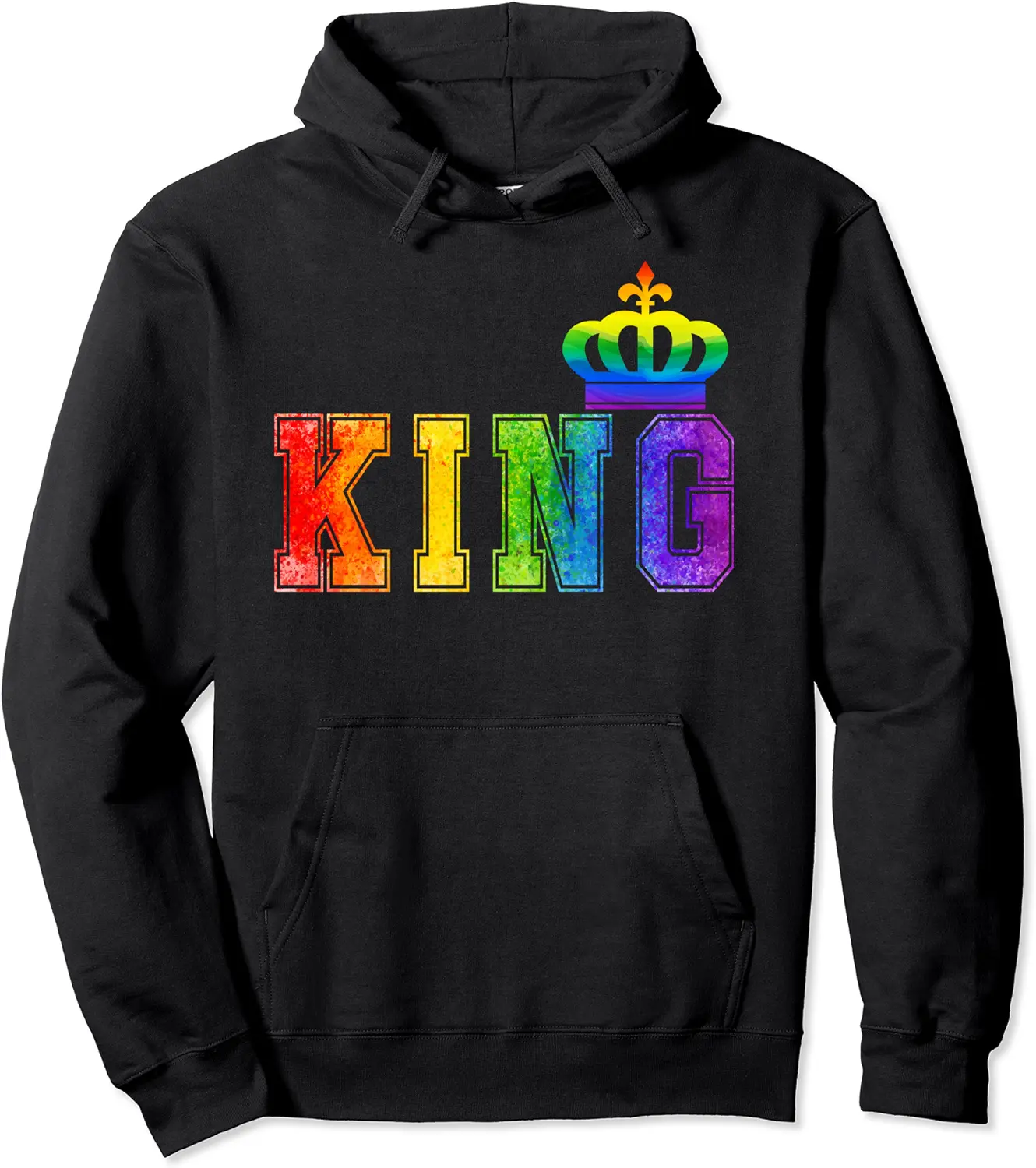 LGBT King And Queen Matching Hoodies Rainbow Couples Pride Pullover Hoodie - Rivkafia Shop 37B0869S7YDX