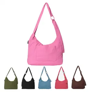 Thread Mini Unstructured Crescent Slouchy Purse - Casual Shoulder Bag with Adjustable Strap & Crinkle Nylon Material