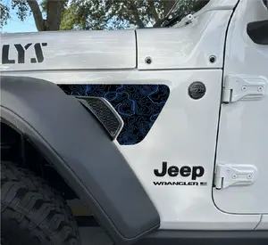 Blue Topographical Map Fender Vent Decals