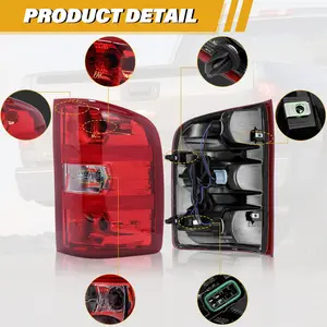 OE-Fit Right Passenger Side Tail Light Assembly, Halogen Bulb Plug-In Replacement for Chevy Silverado 07-13 1500/07-14 2500 HD/3500 HD, Polycarbonate Waterproof Bolt-On OE-Style with Harness, Red Border Signal Lamp, Part 25958483 GM2801207