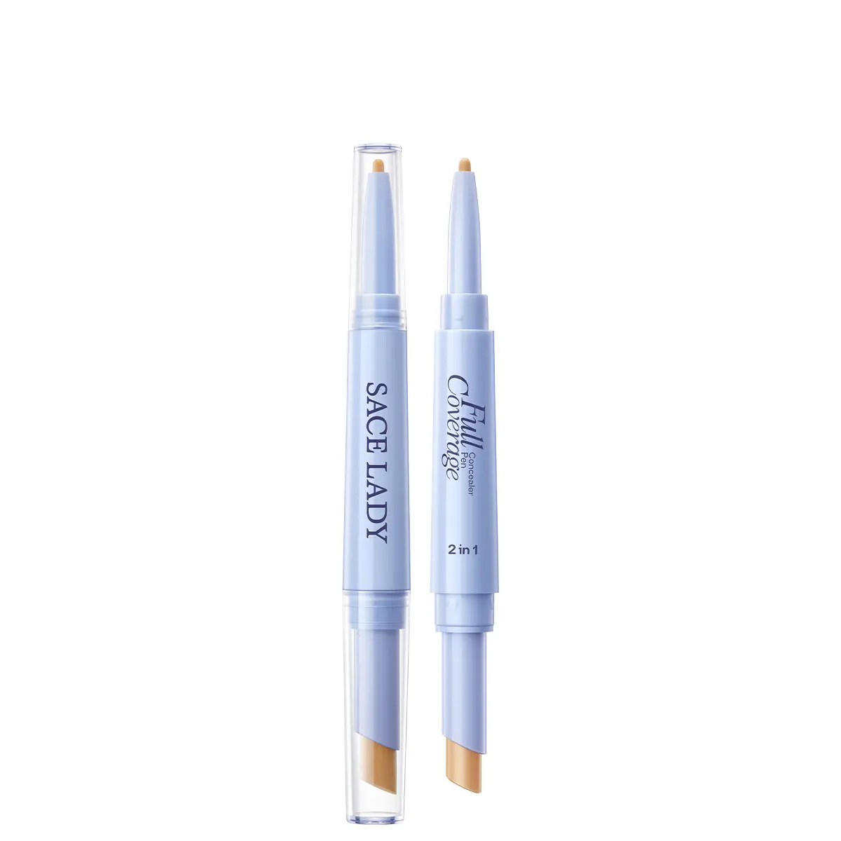 Sace Lady 2 in 1 Full Coverage Concealer Pen, Dual-End Concealer Stick Ultra Precise & Waterproof for Eye Dark Circles, Blackheads, Lightweight & Sweatproof (#02 Natural)