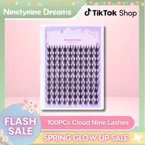 Ninetynine Dreams 100PCs Cloud Nine Lashes | Dramatic Spiky 16mm Manhua Anime Style False Eyelashes, Ultra-Thin Band, Lightweight Waterproof Long-Lasting Reusable Voluminous Lashes Clusters — Beginner Friendly Makeup Must-Have Trendy False Eyelashes