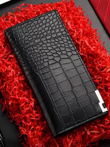 Men's Long Wallet Crocodile Pattern, Vertical Folding Wallet, Unisex Ticket Holder ID Card Case, 11 Card Slots Travel Credit Card Organizer, High-End Gift, Exquisite Wallet