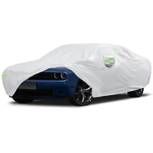 Car Cover Custom Fit for Dodge Challenger 2008-2025, Migaven Waterproof Full Exterior Cover Sun Rain Protection with Door Zipper Silver