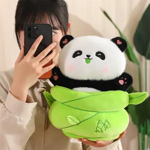 Panda Design Plush Toy, 1 Set Cute Panda Doll with Bamboo Tube, Stuffed Animal Plush Toy, Birthday Gift for Boys & Girls, Soft Stuffed Animal, Stuffed Animal Gifts