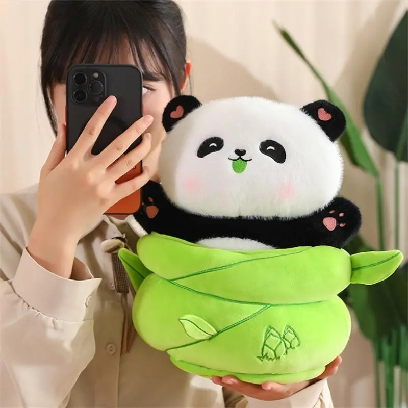 Panda Design Plush Toy, 1 Set Cute Panda Doll with Bamboo Tube, Soft Adorable Stuffed Animal Plush Toy, Birthday Gift for Boys & Girls, Soft Stuffed Animal, Stuffed Animal Gifts