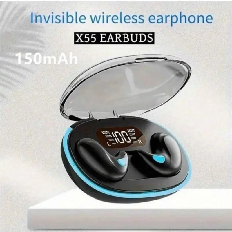 X55 Sleeping Earbuds - 2025 Latest In-Ear Headphones, Compact Portable Design, Intelligent Noise Cancellation, Ultra-Thin Wireless On-Ear Sports Earbuds for IOS Android