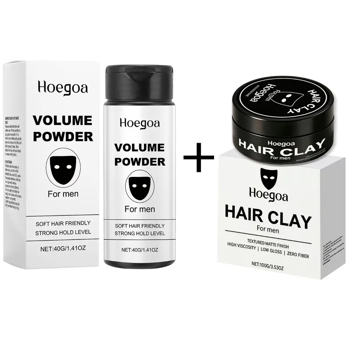 Men's Multiple Packs Hair Styling Set - Unscented Based Hair Clay, Texturizing Product Powder & Clay, Lightweight Mousse for Instant Texture, Root Lift Volume, Strong Hold Edge Control, Hairline Shaping, Natural Matte Finish Black Owned Haircare Essential