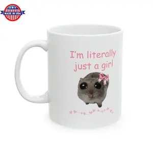 Sad Hamster Mug I'm Literally Just A Girl Mug Cute Custom Coffee Cup Viral Meme Mug