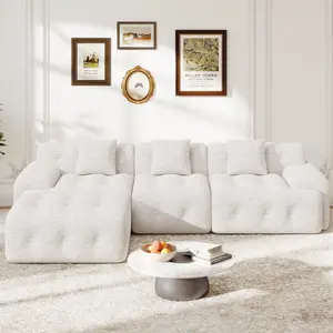 113" Modern Boneless Couches for Living Room, L Shaped Cloud Couch Sectional, Chenille Convertible Modular Sofa Set, No Assembly Required