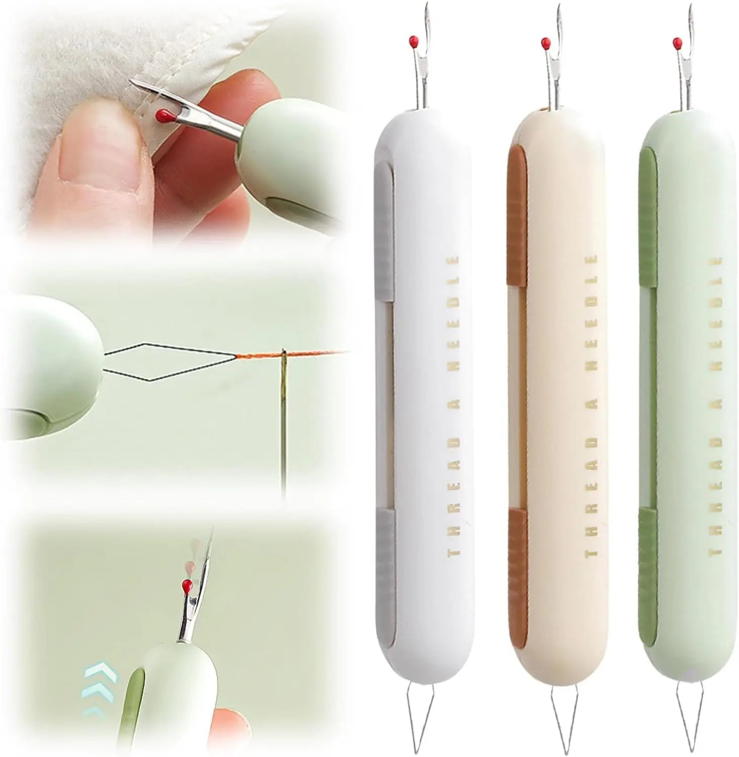 2 in 1 Needle Threader Seam Ripper, Needle Threaders Seam Rippers for Sewing, Needle Threading and Seam Kit Seam Ripper Tool for Elderly and Sewing Enthusiasts