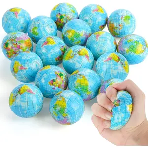 20Pcs Globe Squeeze Balls, Earth Stress Relief Foam Balls, Educational Toys for Children, Party Goodie Bag Filler, Christmas and Halloween Gifts, 2.5x2.5 Inches