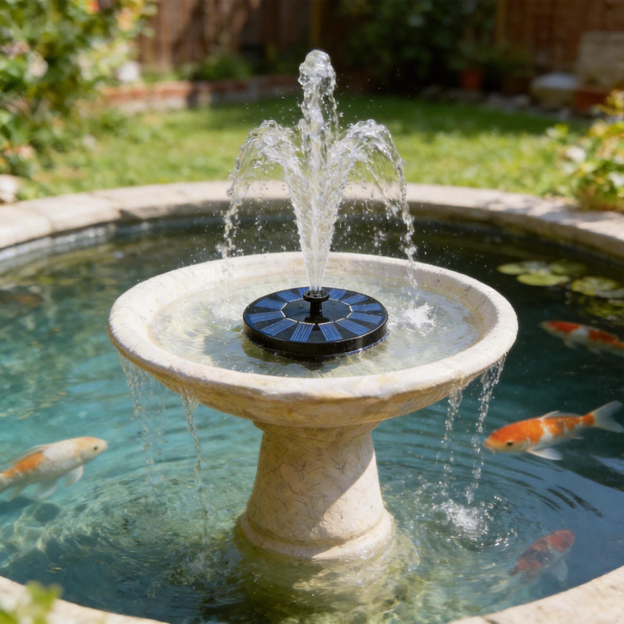 6.3 inches Solar Bird Bath Fountain with 6 Nozzles, Solar Fountain Pump for Bird Bath, Solar Powered Floating Water Fountain Pump for Bird Bath, Ponds, Garden, Fish Tank and Outdoor 16cm