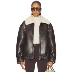 superdown Georgiana Faux Leather Jacket in Brown